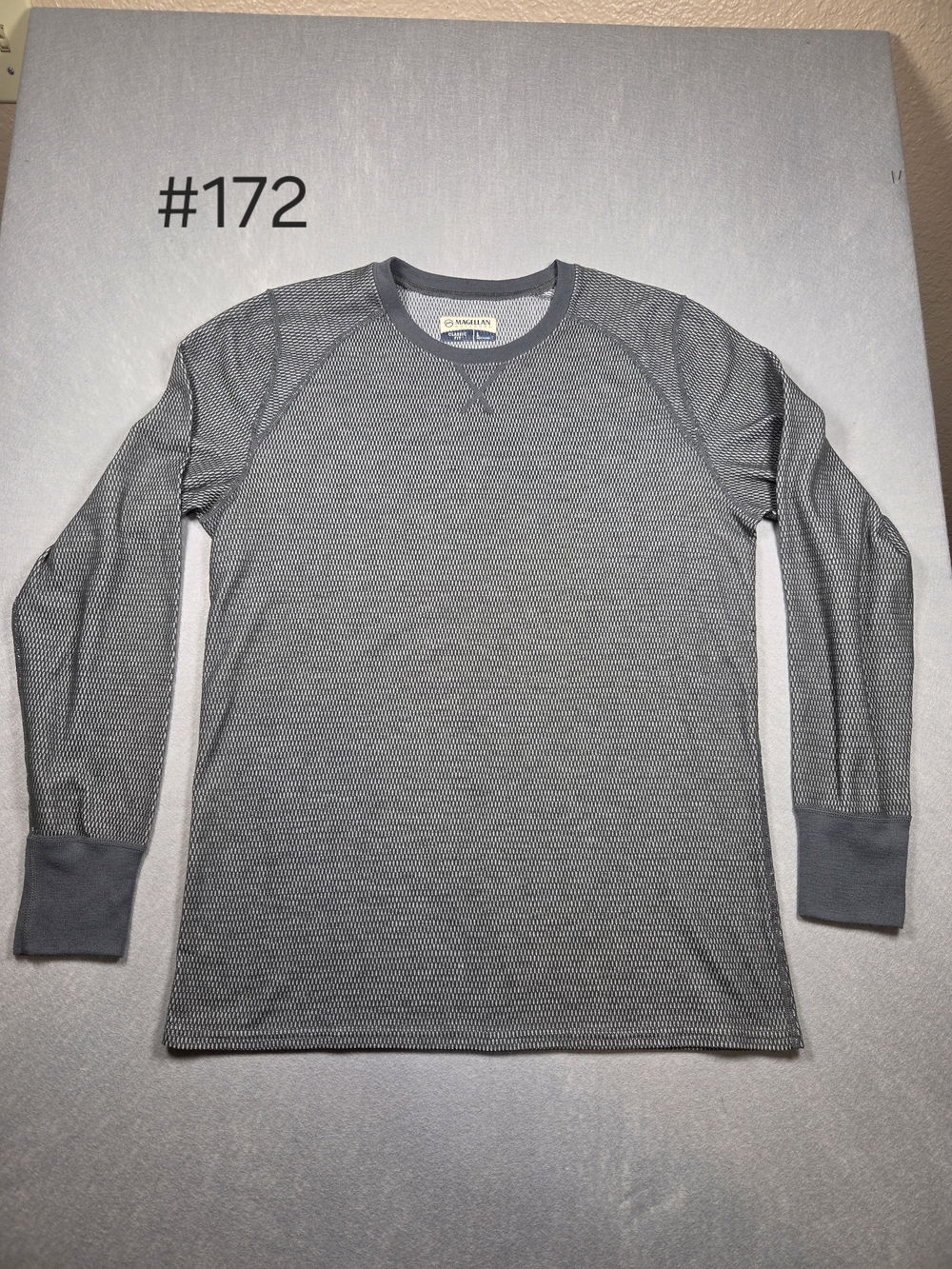 Magellan Outdoors Men's Gray Waffle Knit Thermal Long Sleeve Shirt - Size L